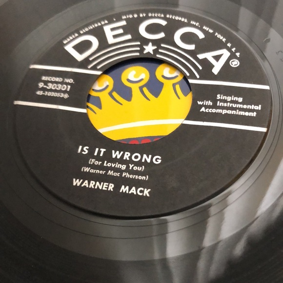 Warner Mack Is It Wrong For Loving You Vinyl 45 Record '57 - Picture 4 of 4